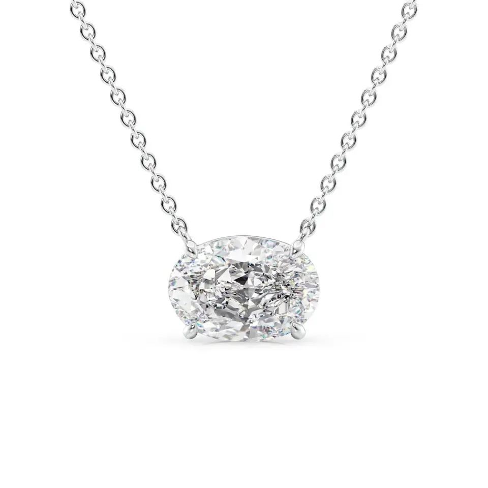 Oval Taşlı Gümüş Kolye 1 ct